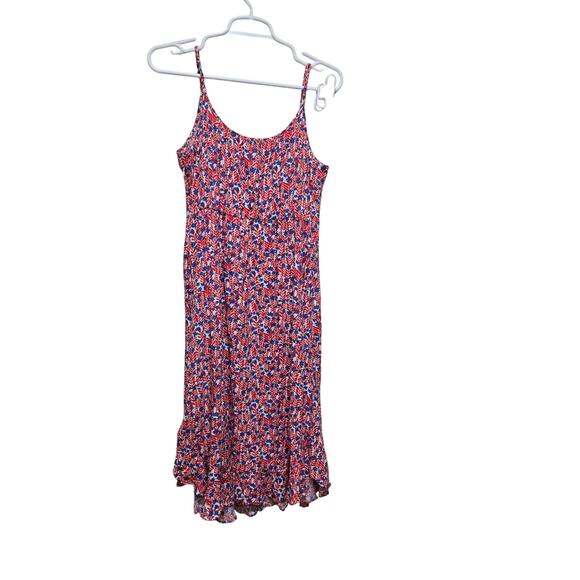 J.Crew Red Blue Floral Sleeveless Midi Dress Size 4 - Picture 2 of 8